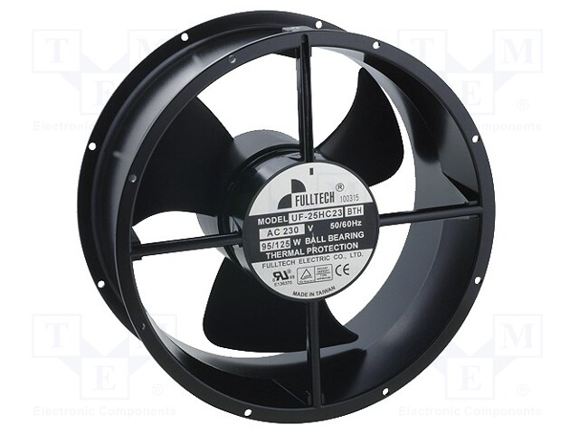 Fan: AC; axial; 230VAC; Ø254x107mm; 1326m3/h; 63dBA; ball bearing