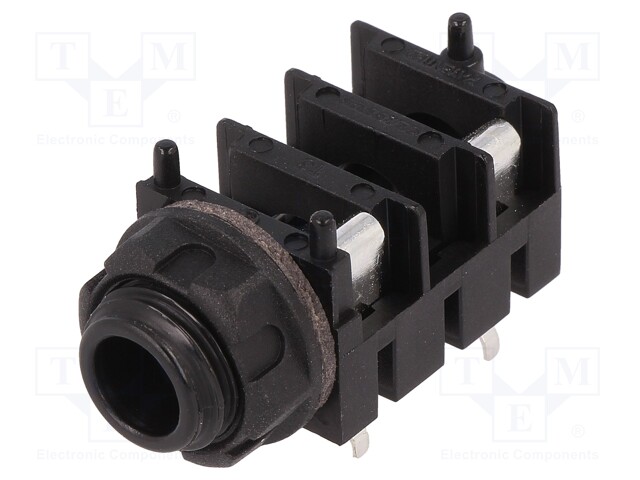 Socket; Jack 6,35mm; female; mono; with double switch; angled 90°