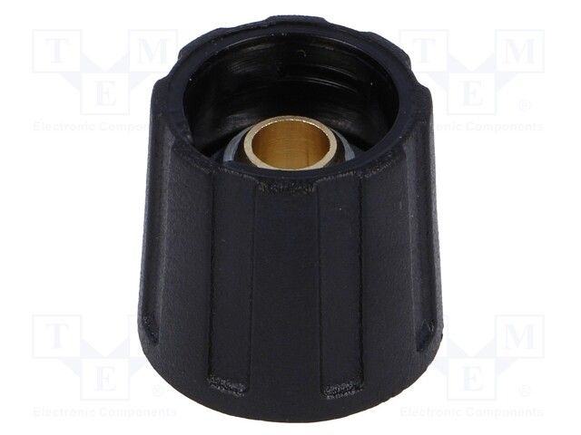 Knob; without pointer; ABS; Shaft d: 6.35mm; Ø16x15.5mm; black