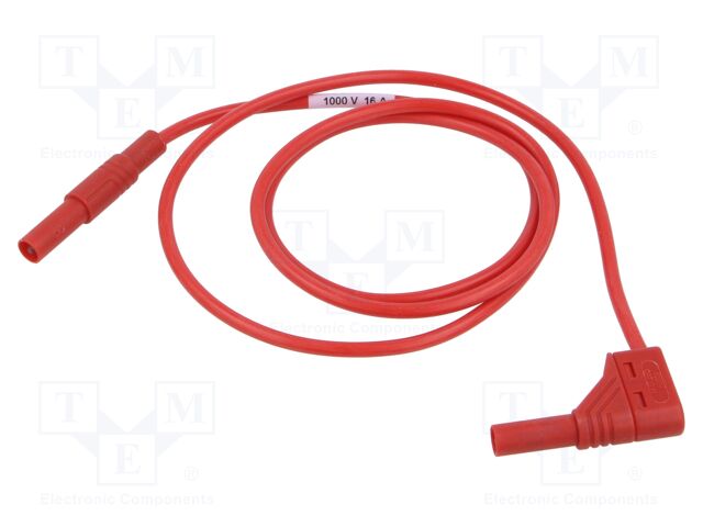 Test lead; 16A; banana plug 4mm,angular banana plug 4mm; Len: 1m