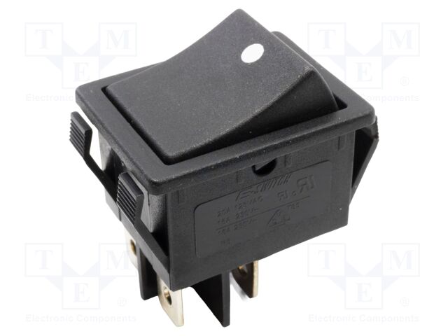 ROCKER; DPST; ON-OFF; 20A/125VAC; black; none; R5; 30x22.2mm