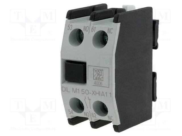 Auxiliary contacts; Leads: screw terminals; Mounting: front