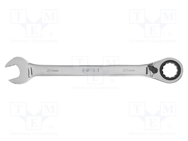 Wrench; combination spanner,with ratchet; 21mm; with switch