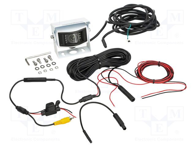 Rear view camera; 113°; white; 12VDC; Kit: camera; Features: NTSC
