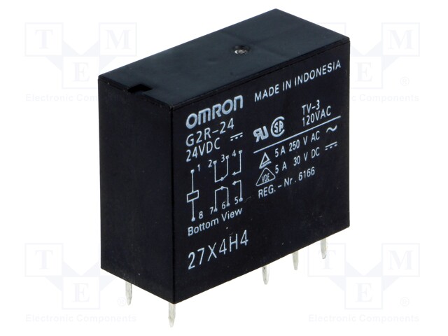 Relay: electromagnetic; DPDT; Ucoil: 24VDC; 4A/250VAC; 4A/30VDC