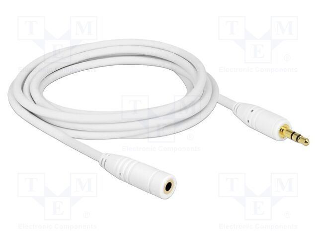 Cable; Jack 3.5mm 3pin socket,Jack 3.5mm 3pin plug; 3m; white