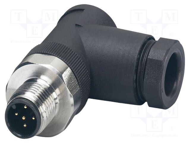 Connector: M12; plug; PIN: 5; 48V; angled; IP65; screw terminal; 4A