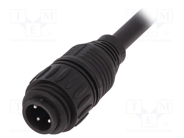 Connector: circular; plug; PIN: 4; male; cables; IP65,IP67; 18A; 3m