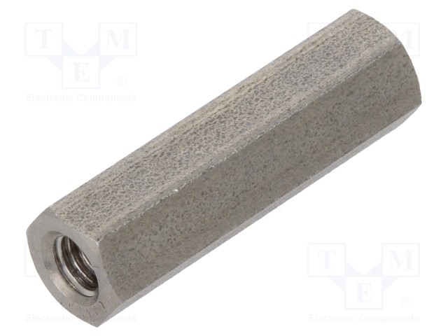 Screwed spacer sleeve; Int.thread: M4; 25mm; hexagonal