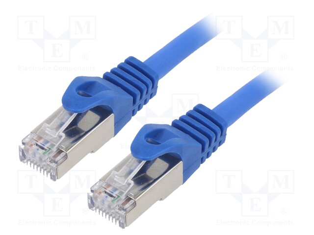 Patch cord; S/FTP; 6a; solid; Cu; LSZH; blue; Len: 0.5m; 27AWG