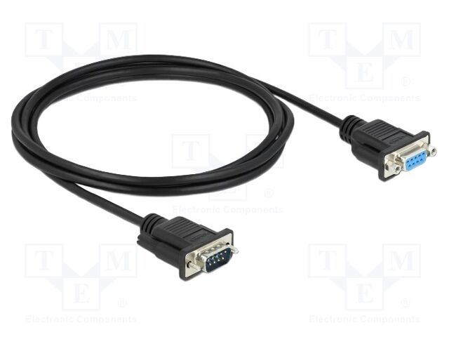Cable; D-Sub 9pin socket,D-Sub 9pin plug; PVC; Len: 2m; black
