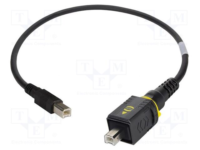 Cable; USB 2.0; USB B plug,both sides; 1m; black; hermetic x1