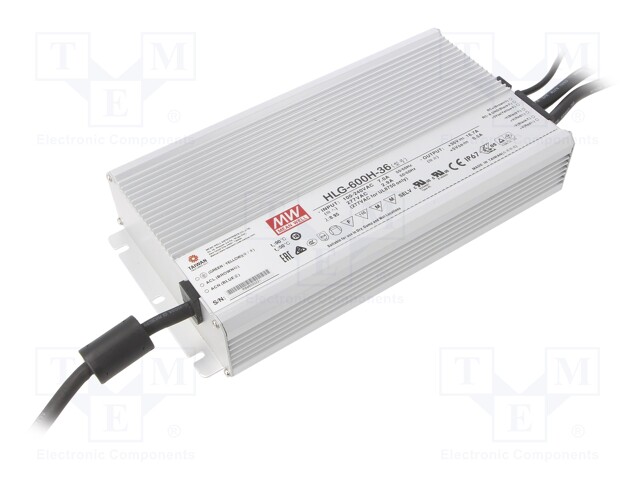 Power supply: switched-mode; LED; 601.2W; 36VDC; 16.7A; 90÷305VAC