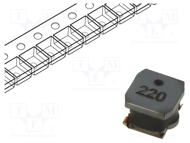Power Inductor (SMD), 22 µH, 1.9 A, Wirewound, 2.4 A, VLS-EX Series, 6mm x 6mm x 4.5mm