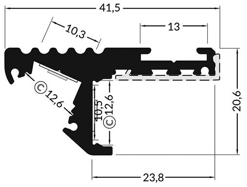 Profiles for LED modules; edge; natural; L: 2m; aluminium