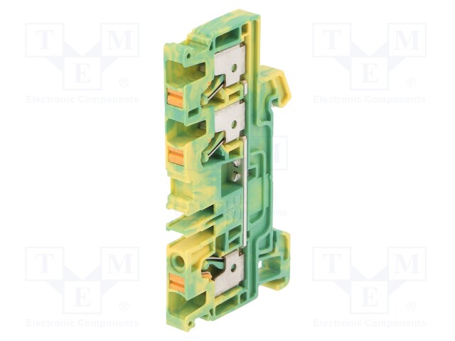 Splice terminal: rail; 4mm2; ways: 1; terminals: 3; yellow-green