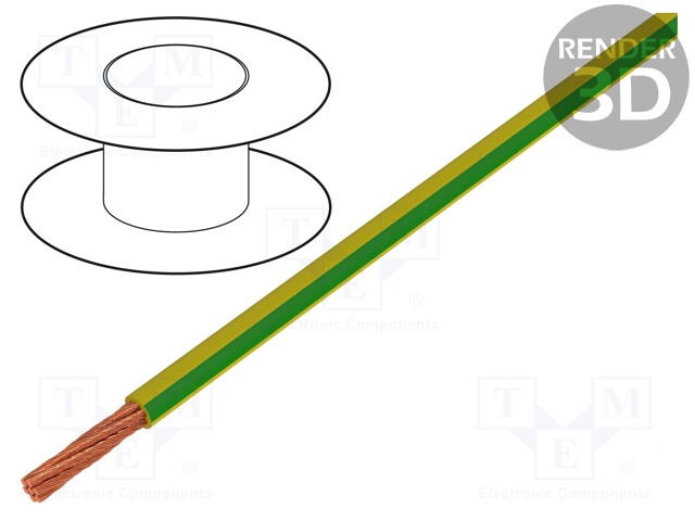 Wire; LifY; stranded; Cu; 1x6mm2; PVC; yellow-green; 450/750V