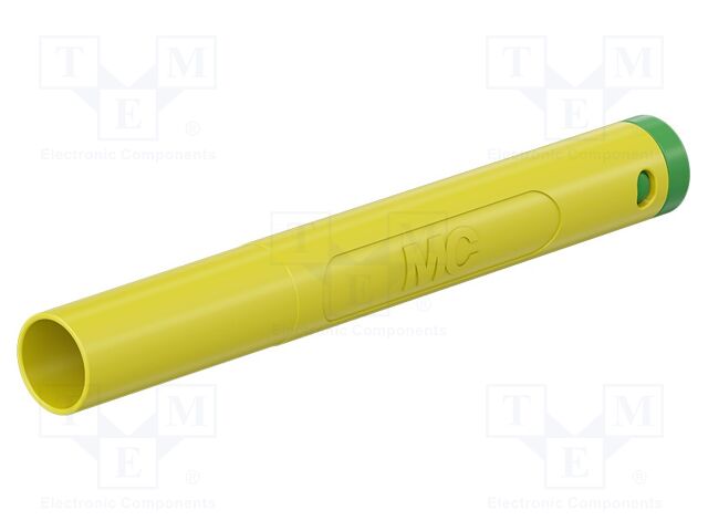 Connector: 4mm banana; plug; 32A; 1kV; yellow-green; insulated