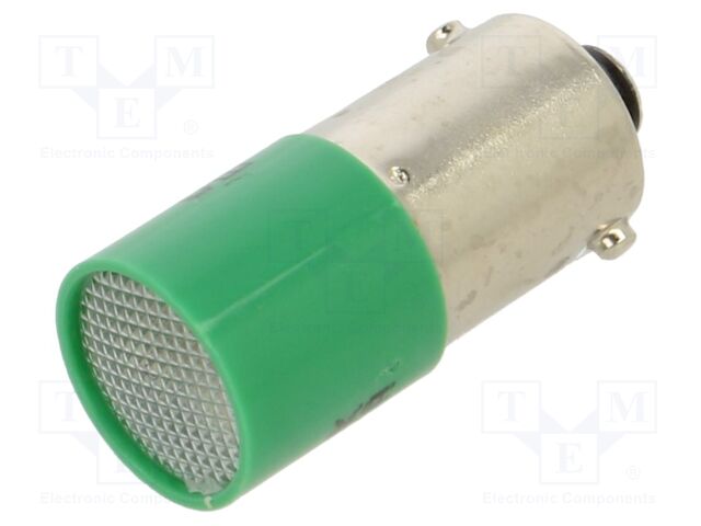 LED lamp; green; BA9S,T10; 230VDC; 230VAC; plastic; -20÷60°C