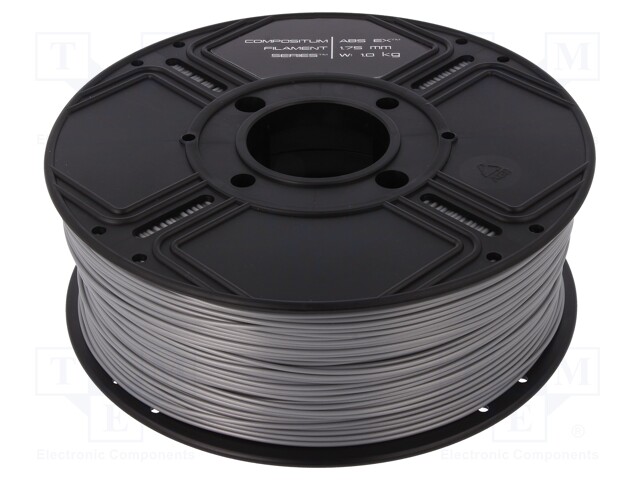 Filament: ABS EX; 1.75mm; silver; Printing temp: 250°C; 1kg