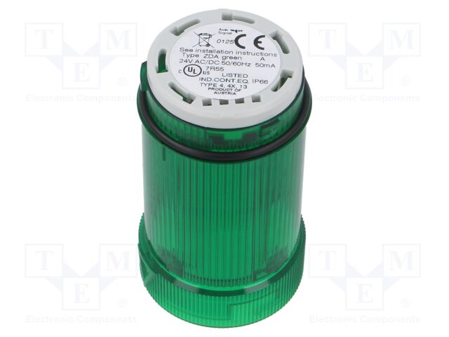 Signaller: lighting; LED; green; Usup: 24VDC; Usup: 24VAC; IP66