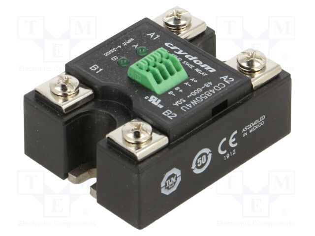 Relay: solid state; Ucntrl: 4÷32VDC; 50A; 48÷600VAC; 2-channels