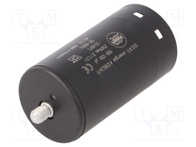 Capacitor: electrolytic; 120uF; Ø45.5x84mm; ±10%; M8 screw; 250VAC
