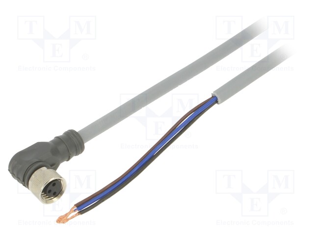 Connection lead; PIN: 3; angled; 5m; M8; 60VAC; 4A; Cores: 3; -40÷80°C