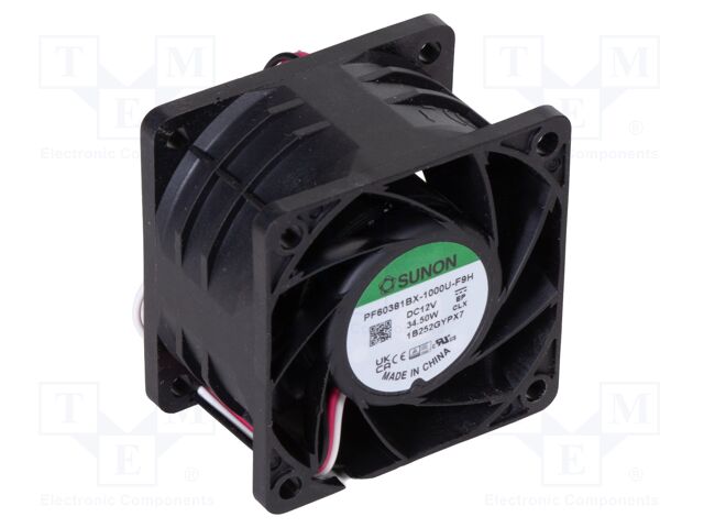 Fan: DC; axial; 12VDC; 60x60x38mm; 127.8m3/h; 73.1dBA; ball; 24AWG