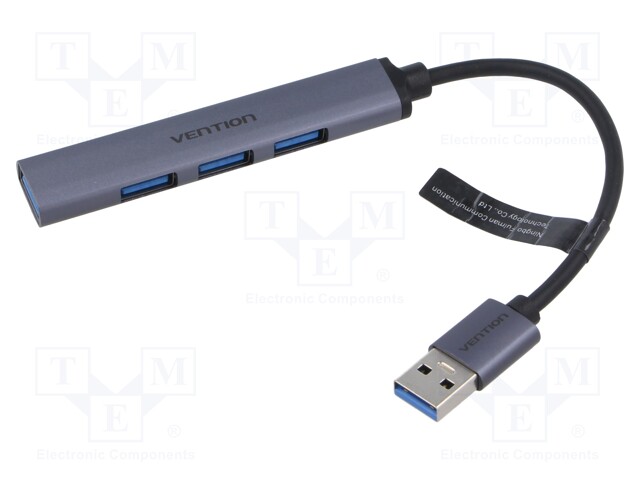 Hub USB; USB A socket x4; USB 2.0,USB 3.0; grey; 0.15m