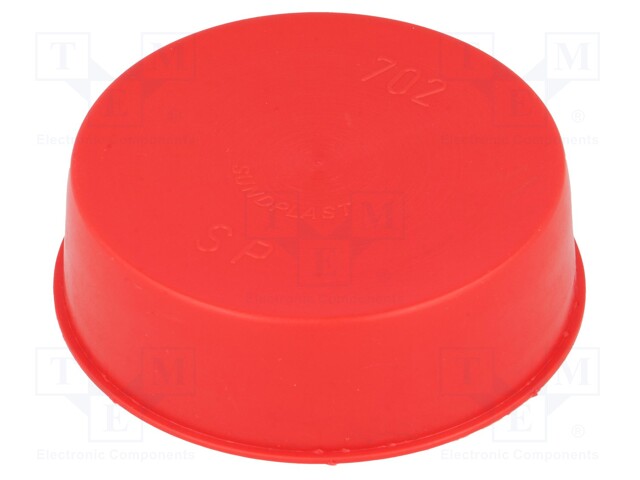 Plugs; Body: red; Out.diam: 90.6mm; H: 22mm; Mat: LDPE; Shape: round