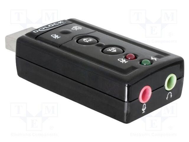 PC extension card: sound; USB 2.0; PnP,volume control; black