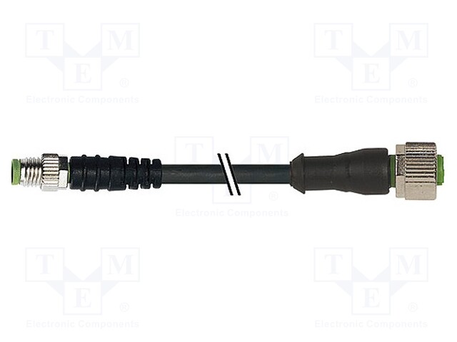 Connection lead; M12,M8; PIN: 4; 2m; plug; 30VAC; 4A; -30÷80°C; IP67