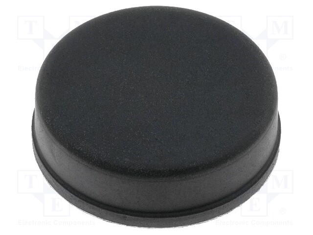 Self-adhesive foot; black; rubber; A: 20mm; B: 19mm; E: 6mm