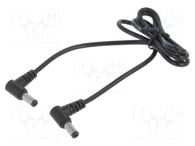 Cable; 2x0.5mm2; DC 5,5/2,1 plug x2; straight; black; 800mm