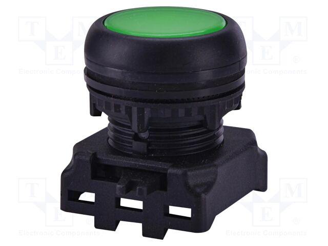 Switch: push-button; 22mm; green; LED; IP65; flat; E; Pos: 2; Ø22.5mm
