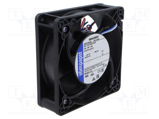 Fan: DC; axial; 119x119x38mm; 280m3/h; 61dBA; ball bearing; 6000rpm