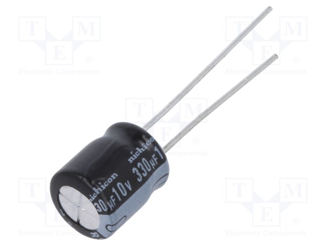 Capacitor: electrolytic; THT; 330uF; 10VDC; Ø8x9mm; Pitch: 3.5mm
