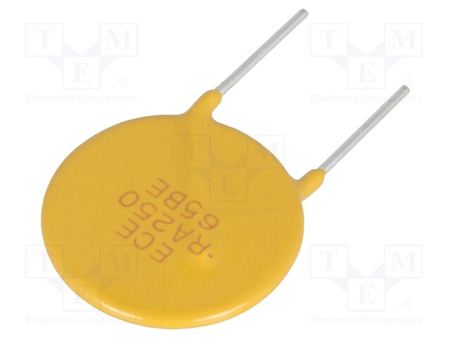 Fuse: PTC polymer; 2.5A; Pitch: 10.2mm; Leads dim: Ø0.81x7.6mm