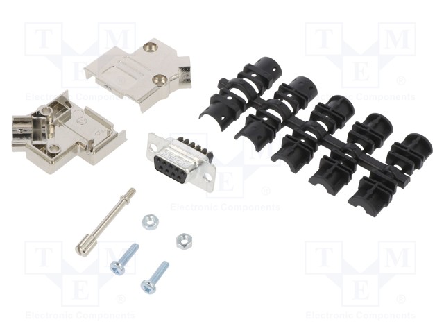 D-Sub; PIN: 9; female; shielded,metalized; angled 45°; for cable