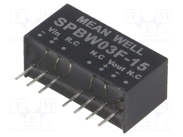 Converter: DC/DC; 3W; Uin: 9÷36V; 15VDC; Iout: 0÷200mA; SIP8; 4.8g