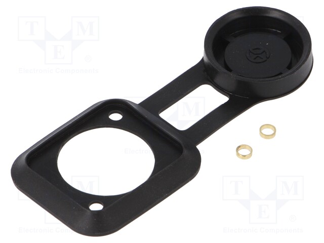 Socket gasket with dust cap; black; Case: XLR standard; 19x24mm