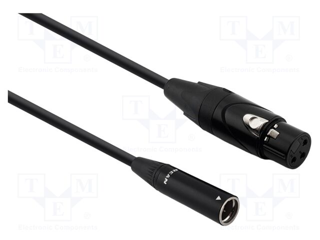Cable; XLR mini male,XLR female 3pin; 0.5m; black; Øcable: 4.5mm