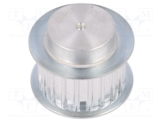 Belt pulley; AT5; W: 16mm; whell width: 27mm; Ø: 30.6mm; aluminium