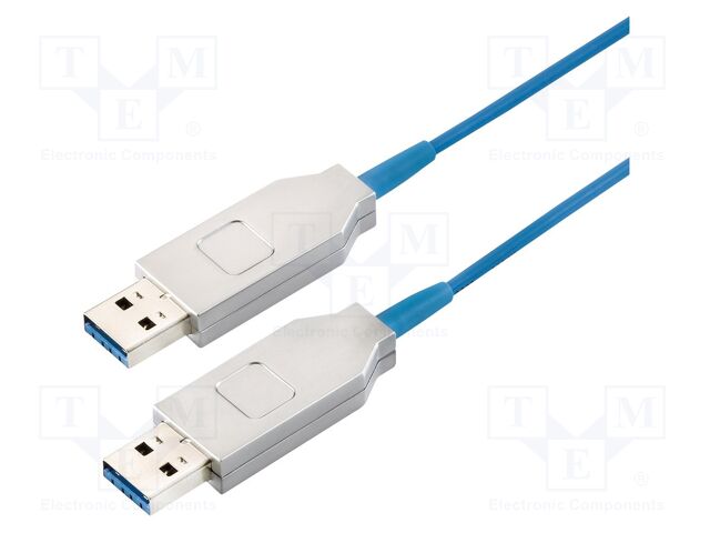 Cable; optical,USB 3.0; USB A plug,both sides; gold-plated; 10m