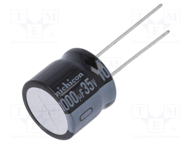 Capacitor: electrolytic; THT; 1000uF; 35VDC; Ø16x15mm; Pitch: 7.5mm