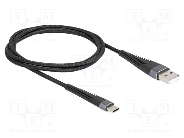Cable; USB 2.0; USB A plug,USB C plug; 1m; black; 22AWG,30AWG