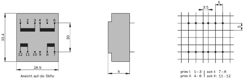 Transformer: encapsulated; 1VA; 230VAC; 24V; 41mA; Mounting: PCB