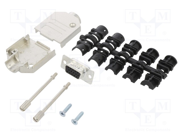 D-Sub HD; PIN: 15; female; shielded; straight; soldering; for cable