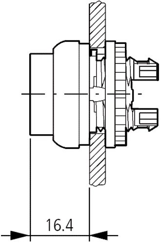 Switch: push-button; Stabl.pos: 1; 22mm; yellow; Illumin: none; IP67